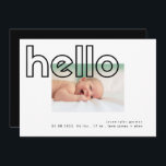 Faire-part bonjour noir sur blanc moderne minimaliste bb<br><div class="desc">bonjour noir sur blanc moderne simple minimaliste bb carte faire-part de naissance</div>