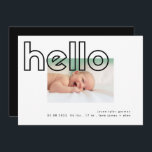 Faire-part bonjour noir sur blanc moderne minimaliste bb<br><div class="desc">bonjour noir sur blanc moderne simple minimaliste bb carte faire-part de naissance</div>