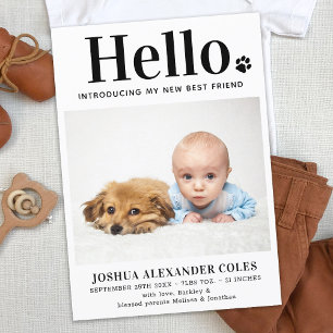 Faire-part Bonjour nouveau bébé moderne animal de compagnie p