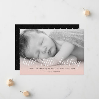 Faire-part Bonjour petite chérie rose blush photo fille naiss