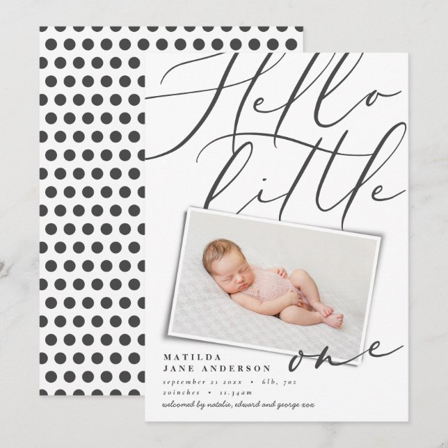 Faire-part Bonjour petite une photo moderne 1 (Devant / Derrière)