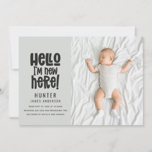 Faire-part Bonjour, simple moderne minima photo naissance