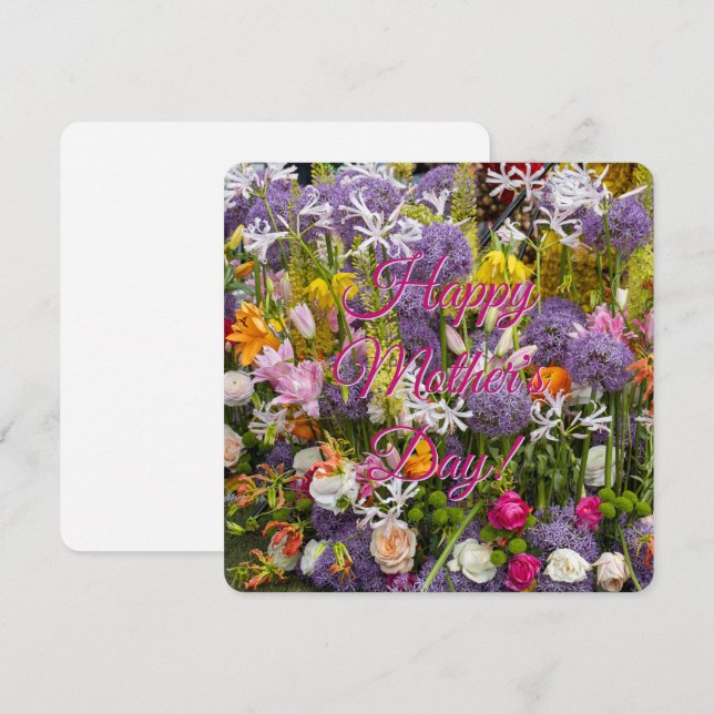 Faire-part Bonne fête des mères avec des fleurs (Devant / Derrière)