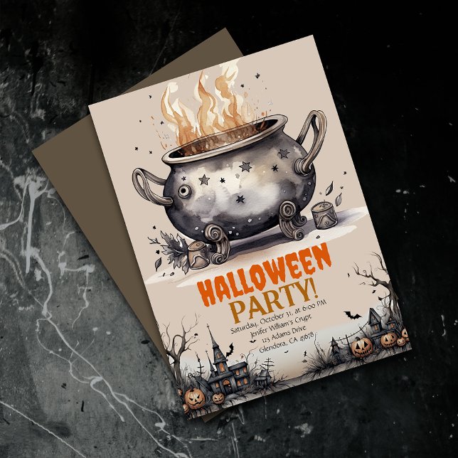 Faire-part Bonne Halloween Éffrayant Cauldron Party Invitatio (Elevate your upcoming event with uniquely spooky and captivatingly designed Halloween invitations!)
