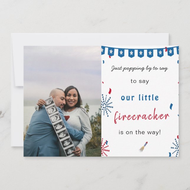 Faire-part Bonne indépendance 4 juillet photo de grossesse bé (Devant)