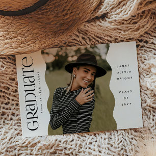 Faire-part Bord vague photo moderne simple Graduate