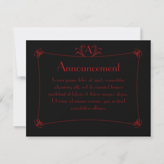 Faire-part Bordure Élégante Personnalisable Avec Monogramme (Devant)