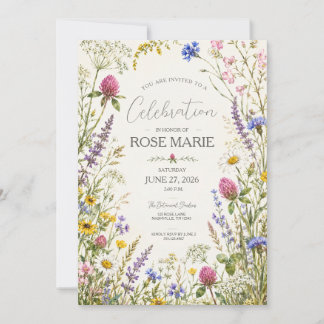 Faire-part botanique de prairie de fleurs sauvages