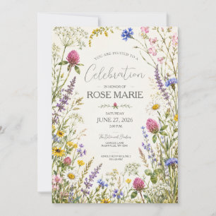 Faire-part botanique de prairie de fleurs sauvages