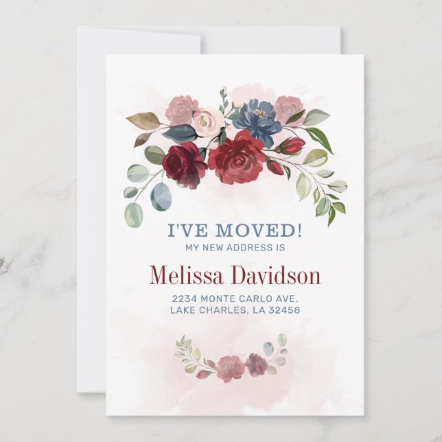 Faire-part Botanique J’ai déménagé Floral Nouvelle Maison (Devant)