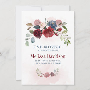 Faire-part Botanique J’ai déménagé Floral Nouvelle Maison