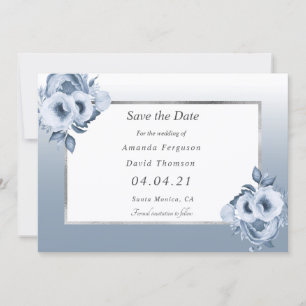 Faire-part Boucles de mariage bleu-Duché Enregistrer la date