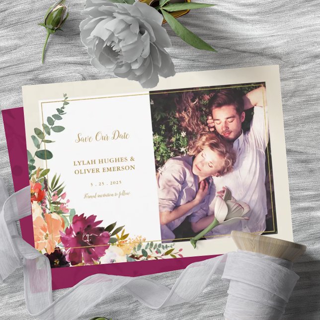 Faire-part Bouquet d'automne sauvage | Photo Enregistrer la d (Créateur téléchargé)