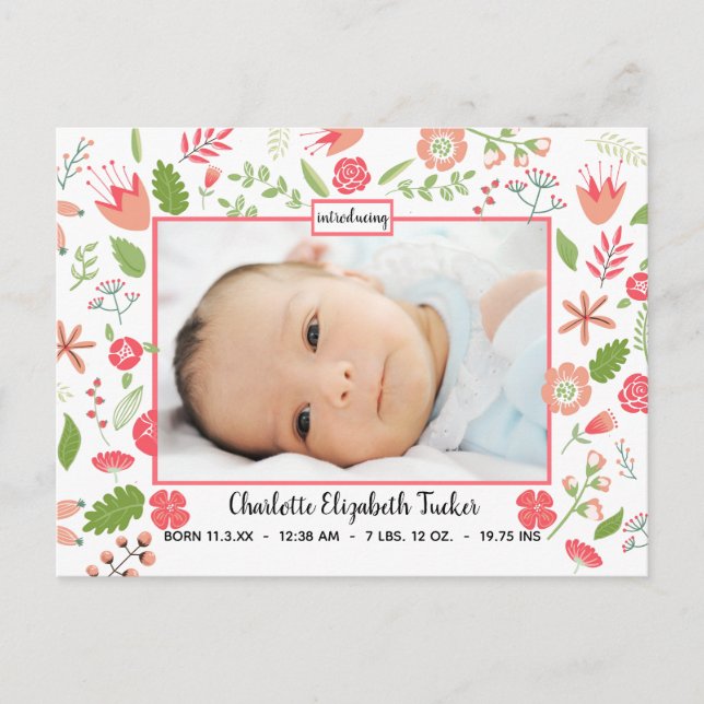 Faire-part Bouquets de fleurs roses - Carte postale Faire-par (Devant)