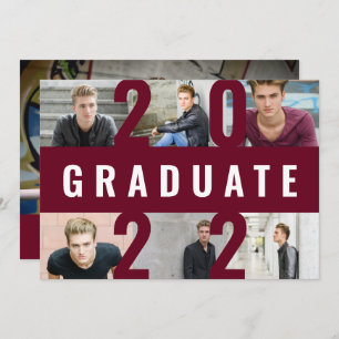 Faire-part Bourgogne graduation moderne photo collage audacie