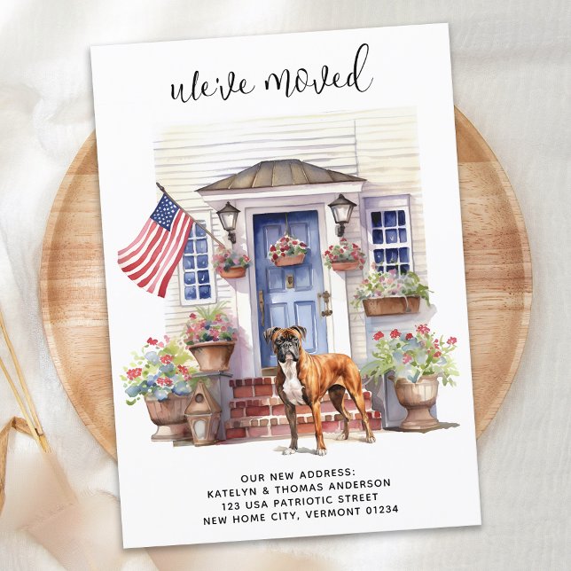 Faire-part Boxer Chien Patriotique Personnalisé Animaux de Co (Créateur téléchargé)