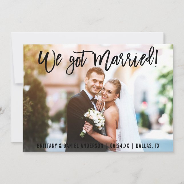 Faire-part Bracelet Script Nous Avons Marié Couple Photo (Devant)