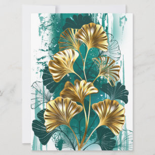 Faire-part Branche avec Feuilles d'or Ginko Biloba