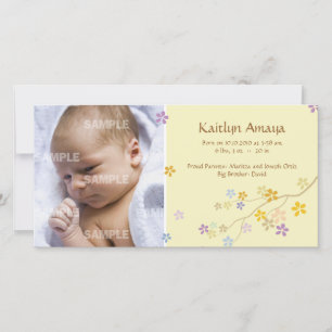 Faire-part Branche d'approche bébé (citron)