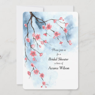 Faire-part Branche de fleurs de cerisier japonais Sakura ciel