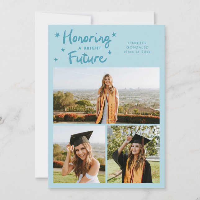 Faire-part Bright Future Stars Multi Photo Turquoise Grad (Devant)