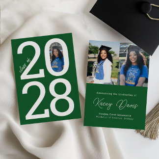 Faire-part Bright Green Modern Class Année & Photo Graduation