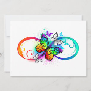 Faire-part Bright infinity with rainbow butterfly