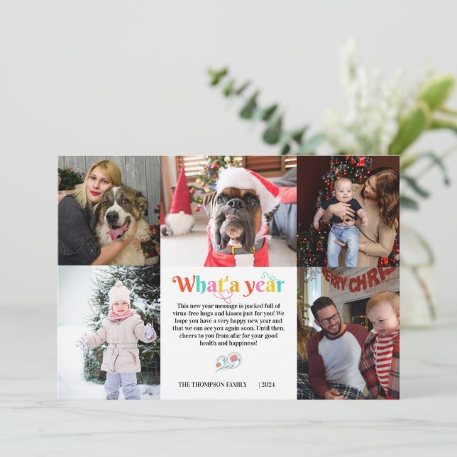 Faire-part Bright Nouvel An en revue 5 photo collage grille (Debout devant)