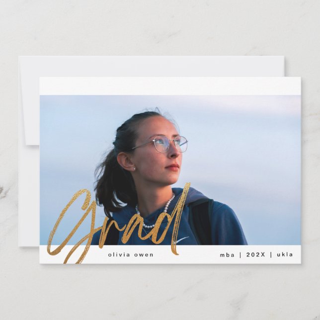 Faire-part Brush or jaune Grad deux photo moderne (Devant)