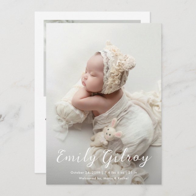 Faire-part Budget Modern Newborn Baby Photo Collage Birth (Devant / Derrière)