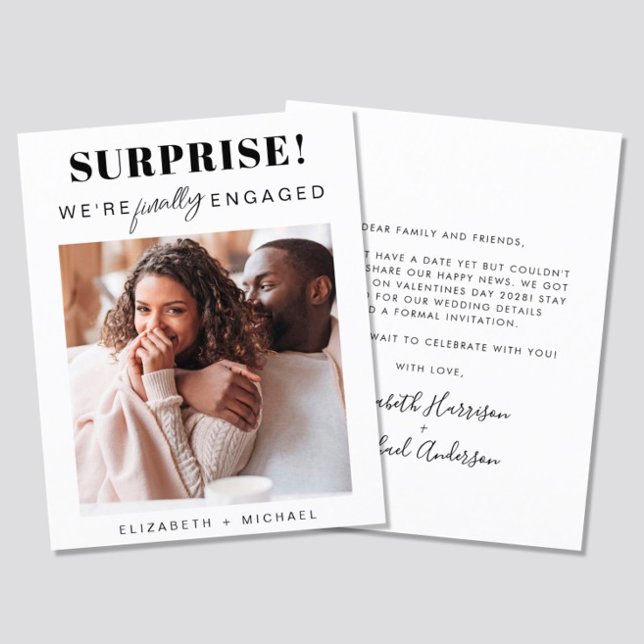 Faire-part budgétaire Fiançailles photo surprise (Créateur téléchargé)