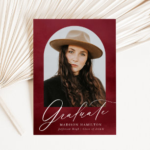 Faire-part Burgundy Aquarelle Arch Photo Graduation