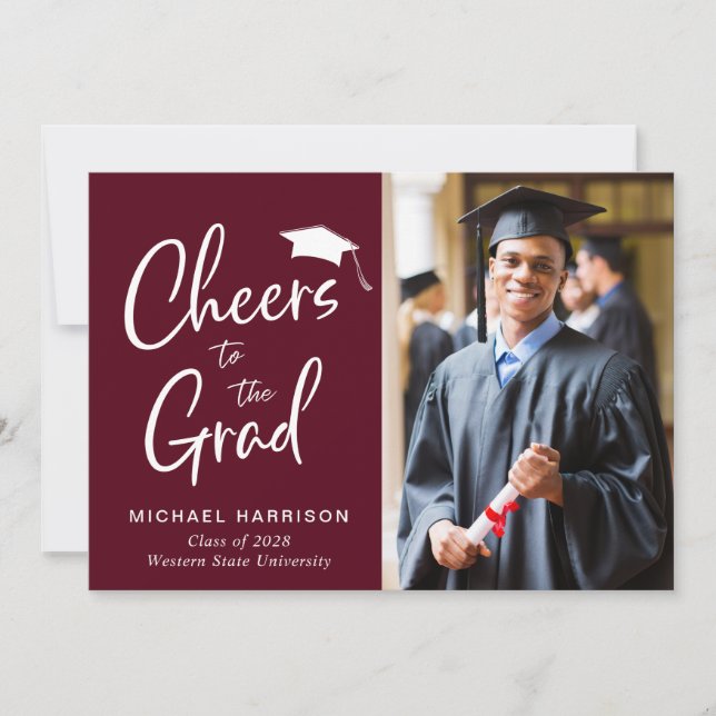 Faire-part Burgundy Graduate Photo (Devant)