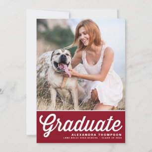 Faire-part Burgundy Retro Bold Typographie Photo Graduation