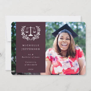 Faire-part Burgundy+White Law Scales Laurel Wreath