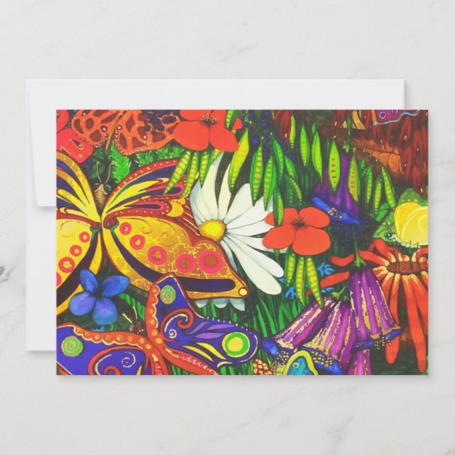 Faire-part Butterfly Floral Or naturel Métal (Devant)