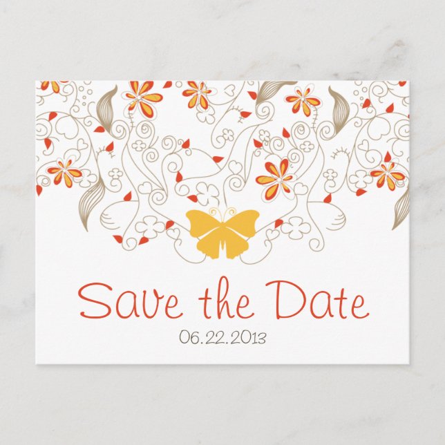 Faire-part Butterfly Whimsy Enregistrer la date Carte postale (Devant)