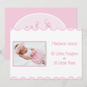 Faire-part C’est une fille Script Photo Girly Pink Birth