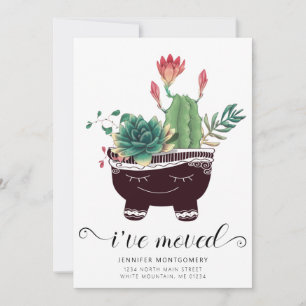 Faire-part Cactus Rose Cute Succulents Whimsical Pot Déplacem