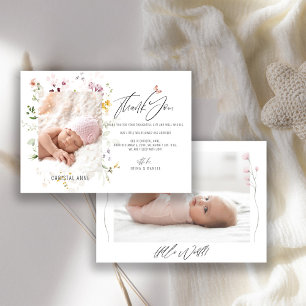Faire-part Cadeau de bébé nouveau-né fille Remerciement Photo