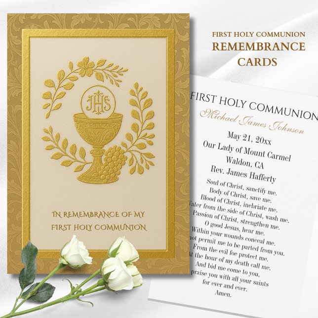 Faire-part Cadeau de Première Sainte Communion avec gaufrage  (Créateur téléchargé)