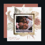 Faire-part Cadre à huile d'or Boho Pampas Boho Photo Naissanc<br><div class="desc">Cadre à huile or Boho Pampas Boho Faire-part de naissance photo... </div>