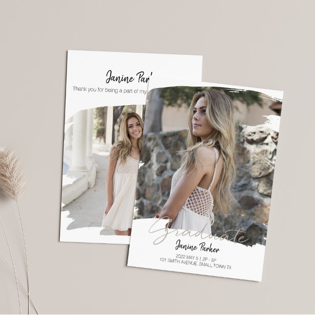 Faire-part Cadre Boho Moderne Ajoutez Votre Diplôme Photo (Créateur téléchargé)