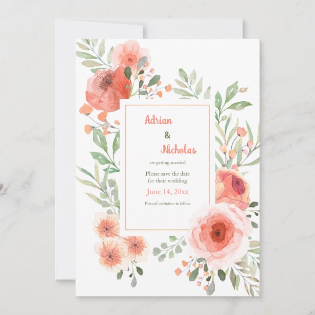 Faire-part Cadre de pavot Enregistrer la date de l'annonce (Devant)