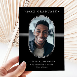 Faire-part Cadre élégant   Diplôme photo noir et argent