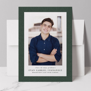 Faire-part Cadre en tweed classique photo verte simple remise