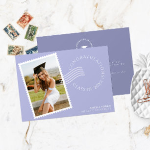 Faire-part Cadre moderne de timbre de poste   Lilac Photo Gra
