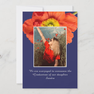 Faire-part Cadre photo de fleurs de pavot rouge pour une remi