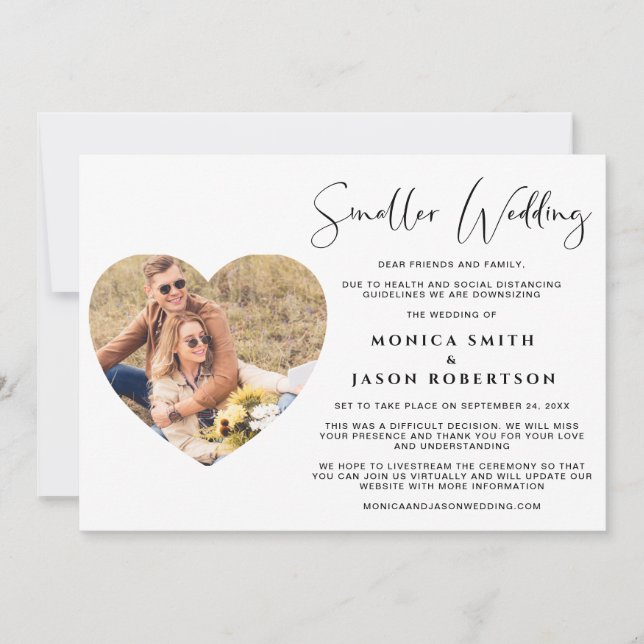 Faire-part Cadre photo de mariage élégant en forme de cœur pl (Devant)