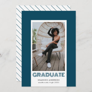 Faire-part Cadre photo moderne Bleu Turquoise Graduation